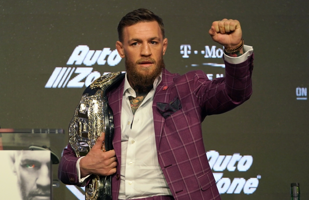 In this file photo taken on September 20, 2018 two-division UFC champion Conor McGregor of Ireland arrives for a press conference at Radio City Music Hall in New York to announce his mixed martial arts match against UFC lightweight champion Khabib Nurmago