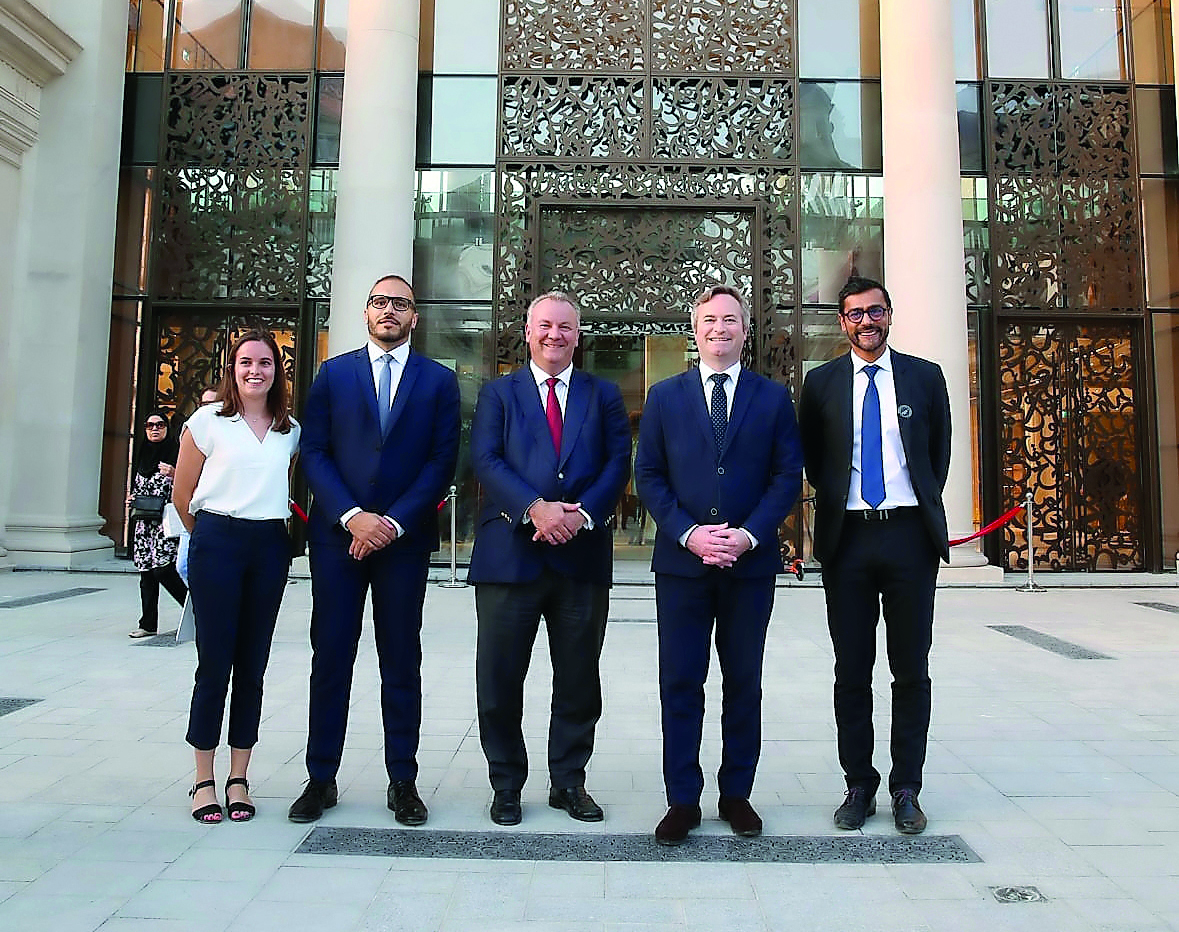 Jean-Baptiste Lemoyne (second left), Minister of State attached to the Minister for Europe and Foreign Affairs, France, with other dignitaries in front of Galeries Lafayette Doha at Katara.