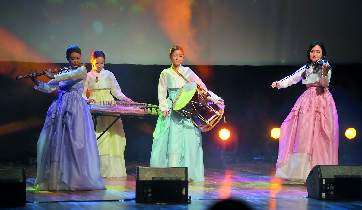 The artistes at the musical concert performing at Katara. Pic: Abdul Basit / The Peninsula 