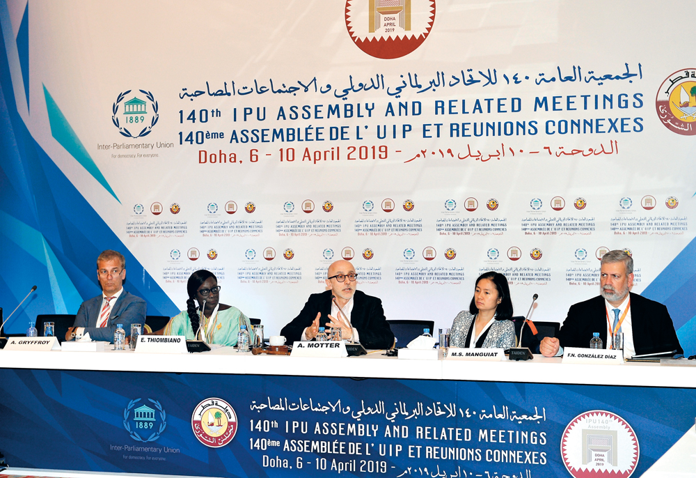 The participants at a panel discussion on the second day of the 140th Assembly of International Parliamentary Union, yesterday. Pic: Salim Matramkot/The Peninsula
