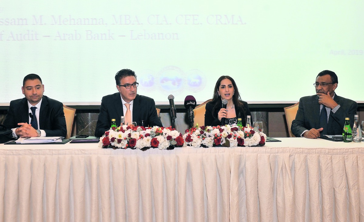 FROM LEFT: Wissam Mehanna, Country Internal Audit Head at the Arab Bank-Lebanon; Abbas Bou Diab, Executive Manager and Head of Compliance and AML at BLOM Bank Qatar; Zainab Wahab, Deputy Director of Training, Union of Arab Banks; and Dr. Salah Abbas, Trai