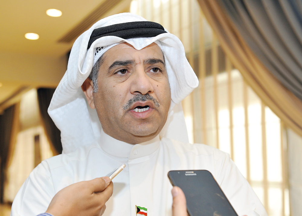 Secretary of the National Assembly of Kuwait, Ouda Al Ruwaie, speaking to reporters on the sidelines of the 140th Assembly of Inter-Parliamentary Union at the Sheraton Grand Doha Resort and Convention Hotel yesterday. Pic: Salim Matramkot/The Peninsula