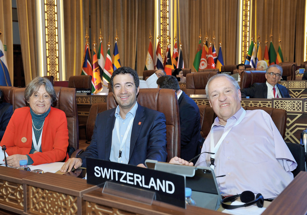 Delegates from Switzerland at the 140th Assembly of the Inter-Parliamentary Union at the Sheraton Doha yesterday. Pic: Salim Matramkot / The Peninsula