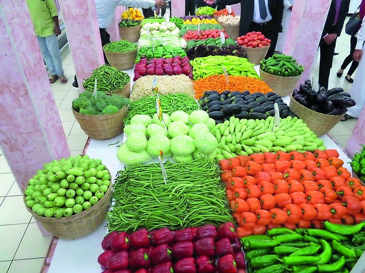 Farm fresh vegetables are showcased at a commercial outlet under Qatar Farms Program