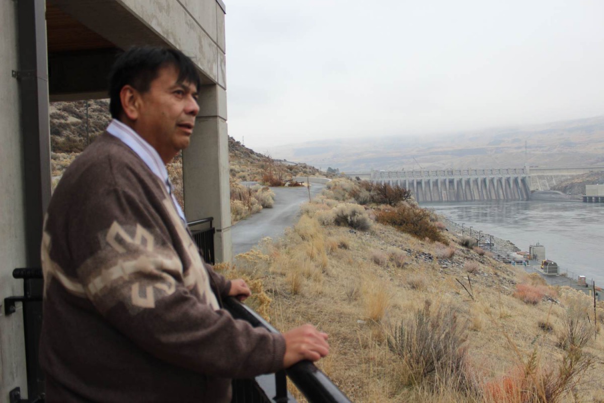 Confederated tribes of the Colville Reservation chief Rodney Cawston poses for a photograph at the tribes' fish hatchery at the foot of Chief Joseph Dam in Bridgeport, Washington on November 14, 2018. Thomson Reuters Foundation/Gregory Scruggs