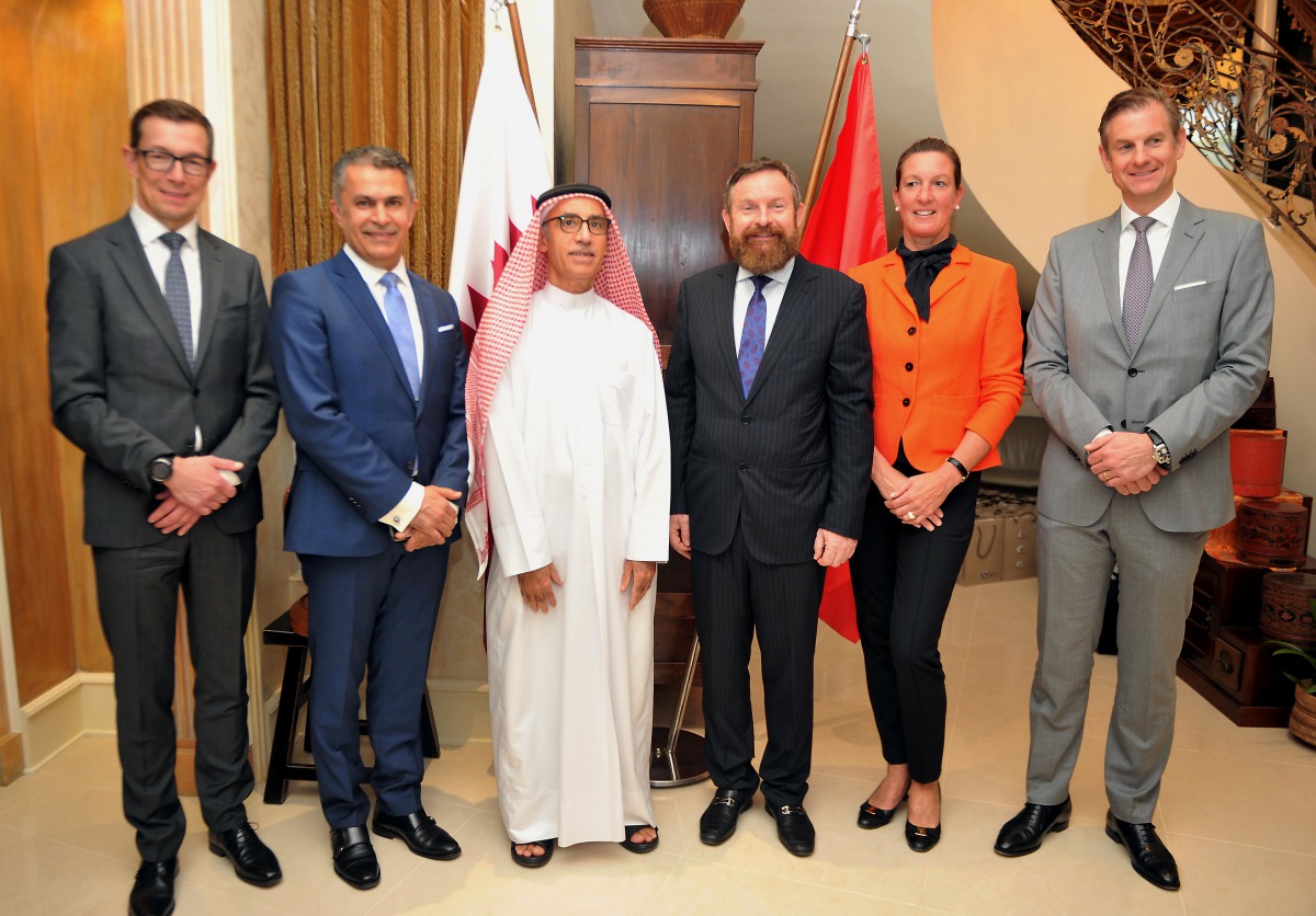 Edgar Doerig (third right), Ambassador of Switzerland to Qatar, with Bettina Haeberle, (second right) Area Director of Sales and Marketing; Saeid Heidari (second left), Managing Director of The Burgenstock Selection Katara Hospitality Switzerland AG; Alai