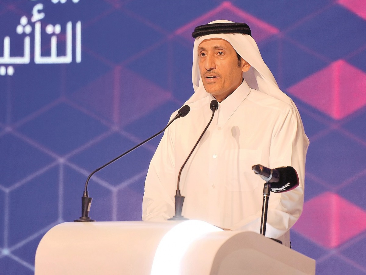 H E Sheikh Hamad bin Thamer Al Thani, Chairman of Qatar Media Corporation, and Chairman of Board of Directors of Al Jazeera Media Network, during the opening ceremony of Al Jazeera Forum yesterday. Pic: Abdul Basit / The Peninsula