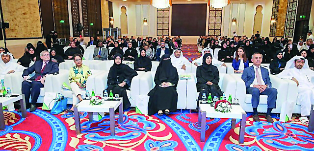 Minister of Public Health H E Dr Hanan Mohamed Al Kuwari and Managing Director of PHCC, Dr Mariam Abdul Malik, with other officials during the launch of ‘Corporate Strategy Plan 2019-2023’ yesterday. 