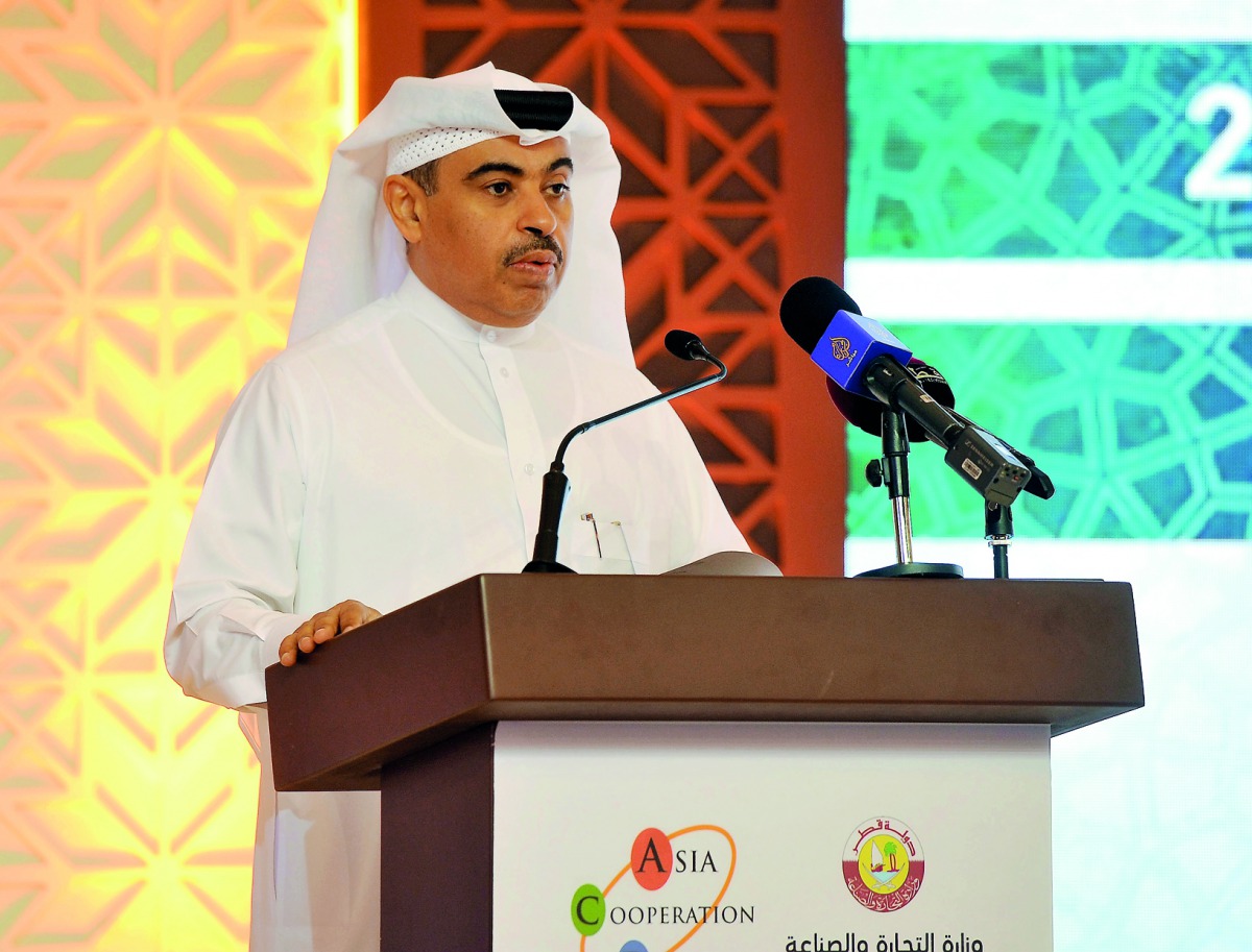 The Minister of Commerce and Industry, H E Ali bin Ahmed Al Kuwari, at the opening of ACD Business Forum. Pic: Abdul Basit / The Peninsula