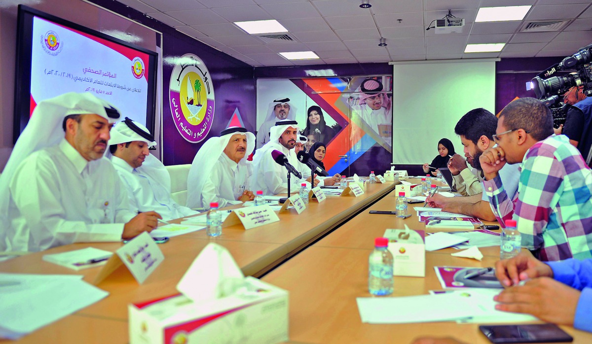 FROM LEFT: Hassan Abdullah Al Mohammadi, Director of Public Relations and Communication; Ali Abdullah Al Buainain, Director of Scholarship Department; Khalid Abdullah Al Ali, Acting Undersecretary of the Ministry of Higher Education; and Abdullah Musallam