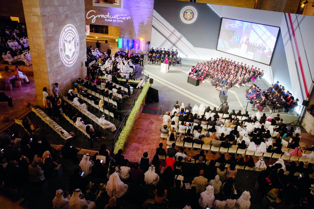 An aerial view of the venue where the annual graduation ceremony took place at Carnegie Mellon University in Qatar.