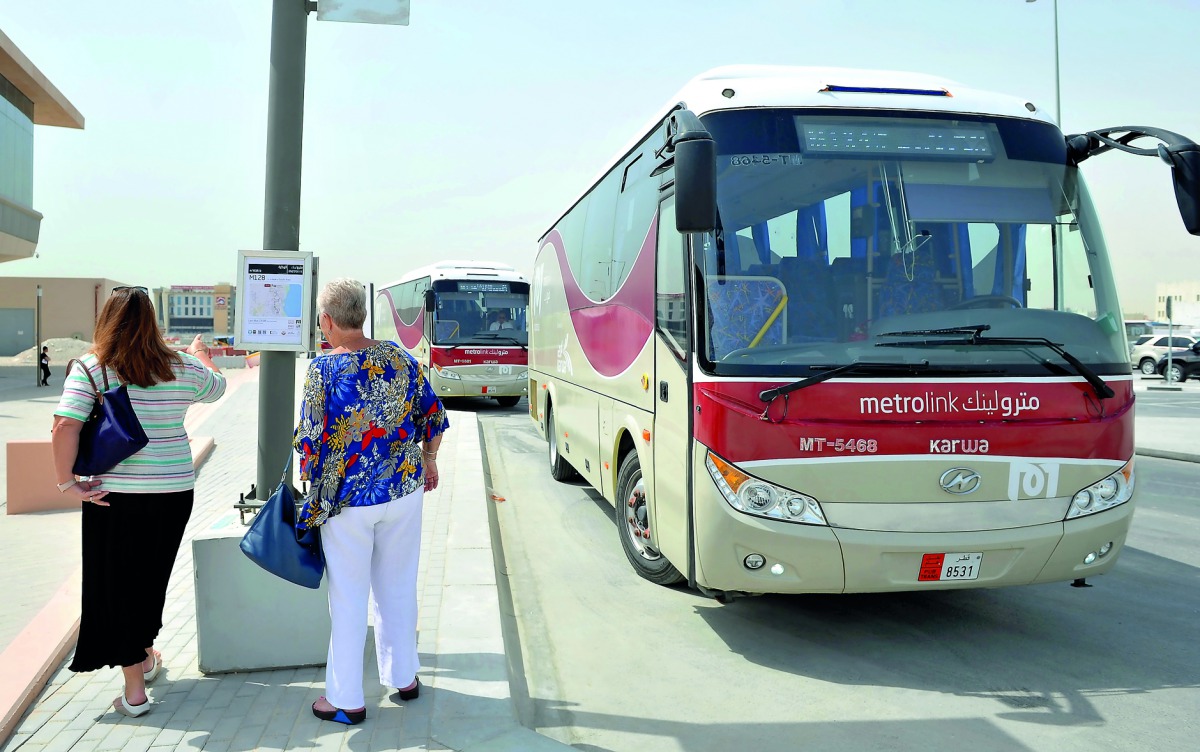 Passengers waiting for the feeder bus service of Doha Metro at the Al Wakra station. Pic: Salim Matramkot/The Peninsula