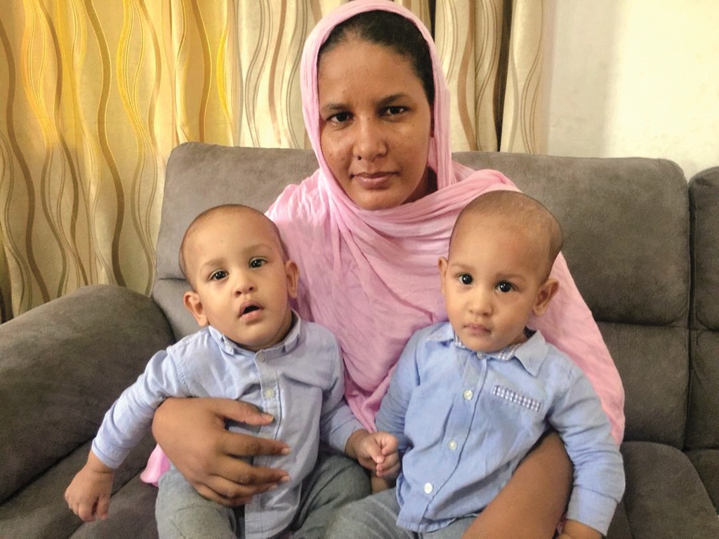 The picture, which was sent by the family of the twins Tamim and Hamad, show them with their mother, a year after, in Mali.