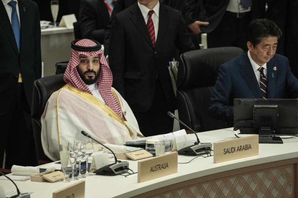 Crown Prince of Saudi Arabia Mohammad Bin Salman attends the first day session of the G20 summit in Osaka, Japan on June 28, 2019. (Metin Aktas/Anadolu Agency)