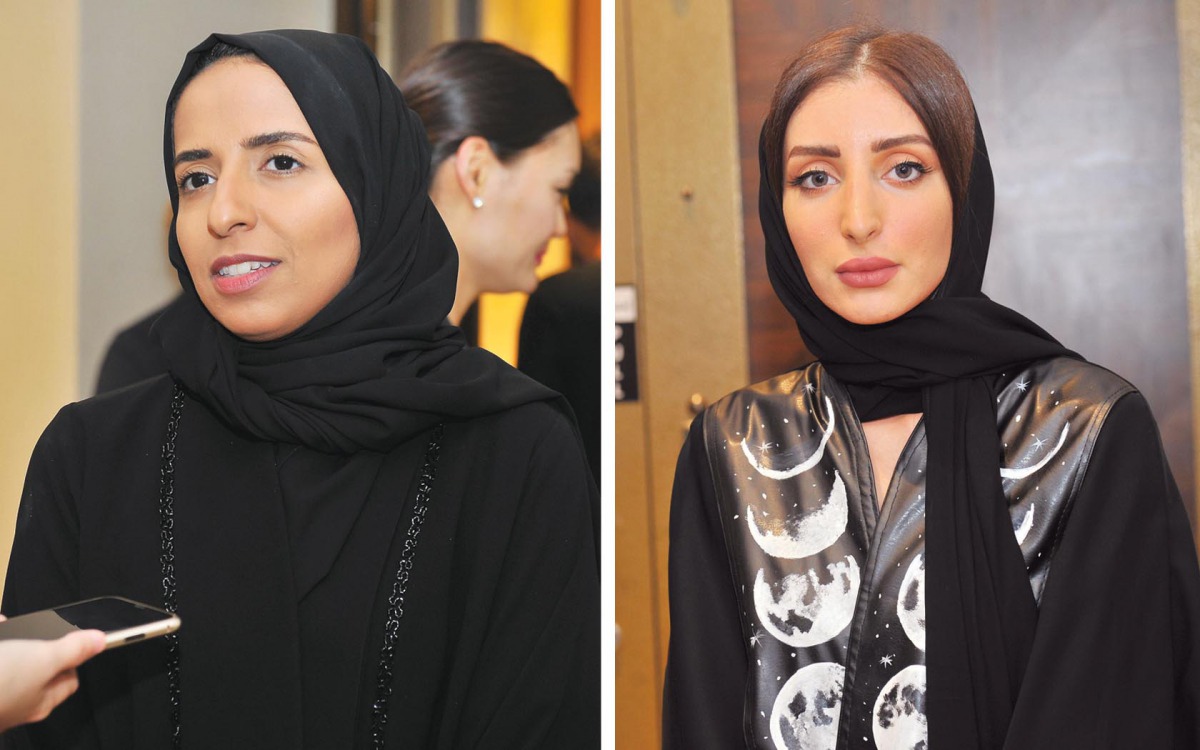 Kummam Al Maadeed and Yasmin Mansour on the sidelines of the QBWA Takreem Awards 2019.  pic: Baher Amin / The Peninsula
