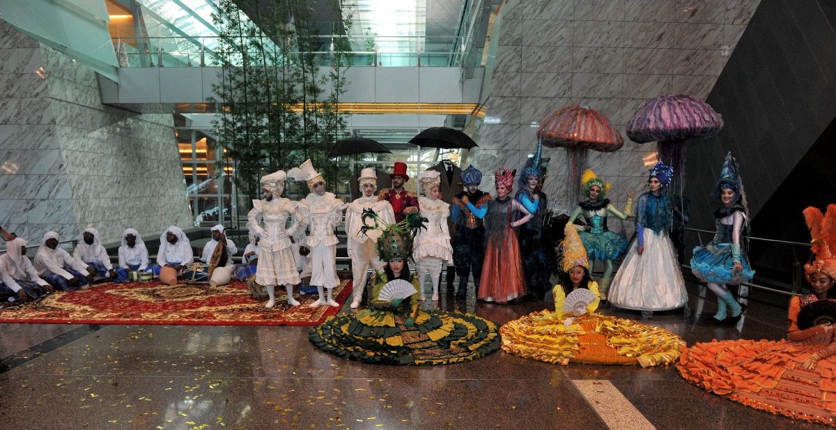 A vibrant moment during the cultural and fun-filled activities organised by Hamad International Airport under the Summer in Qatar programme, yesterday.  Pic: Abdul Basit / The Peninsula 