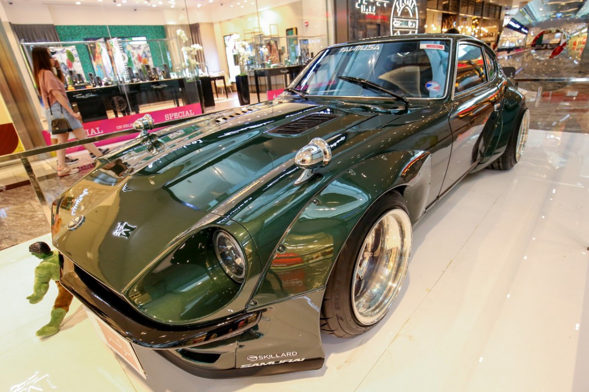 A classic car showcased at the Auto Show.