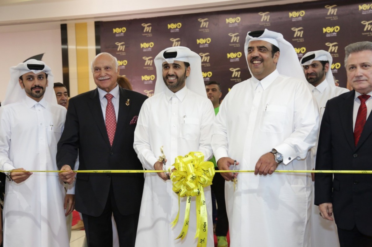 Abdulaziz bin Nasser Al Khalifa (second right), CEO of Qatar Development Bank, formally opening Novo Cinemas’ new Multiplex at Tawar Mall.