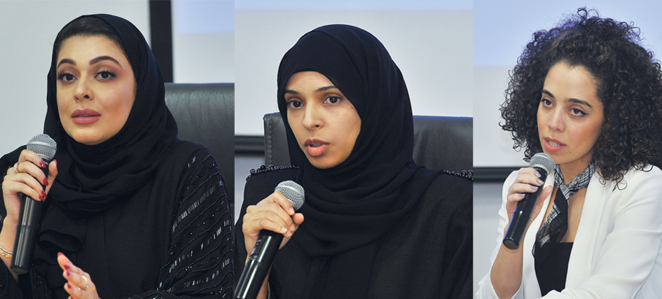 From left: Fatma Ibrahim Asad, Founder of Lovah Collection; Hanan Mohammed Al Shikh Abobakr, Co-Founder of Bfive;  Abir Bouguerra, Co-Founder and CEO of Vectorize. Pics: Baher Amin/the peninsula 