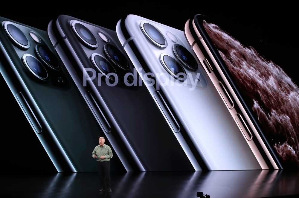 Apple's senior vice president of worldwide marketing Phil Schiller talks about the new iPhone 11 Pro during an Apple special event on September 10, 2019 in Cupertino, California. Justin Sullivan/Getty Images/AFP 