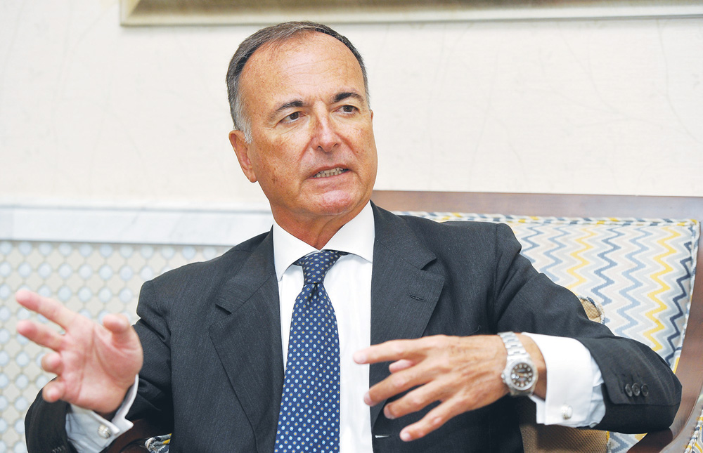 Franco Frattini, Chairman of SIGA and former Foreign Minister of Italy, speaking to The Peninsula. Pic: Abdul Basit/The Peninsula
