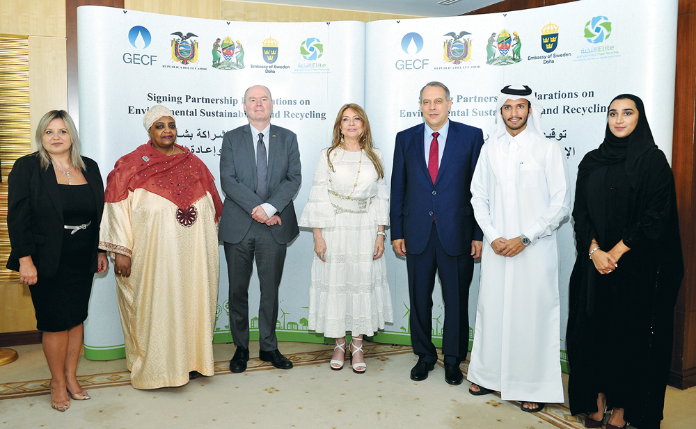 From left: Catina Aghayan, Business Strategy Adviser, Elite Paper Recycling (EPR); Fatma Mohammed Rajab, Ambassador of Tanzania to Qatar; Anders Bengtcen, Ambassador of Sweden to Qatar; Ivonne A-Baki, Ambassador of Ecuador to Qatar; Yury Sentyurin, Secret