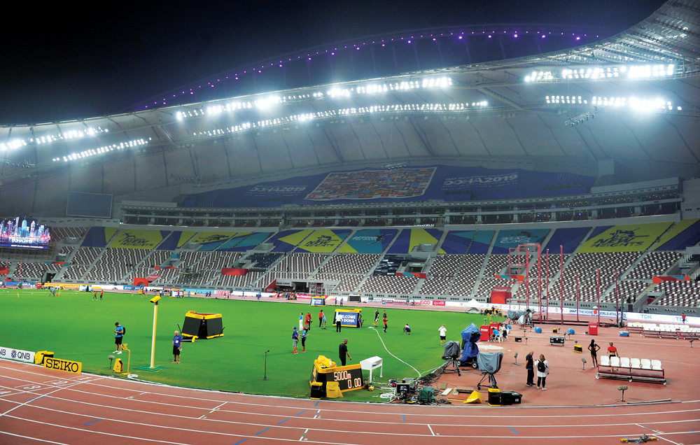 Some of IAAF Doha 2019 athletes during a training session at Khalifa International Stadium yesterday.
Pic: Abdul Basit/The Peninsula