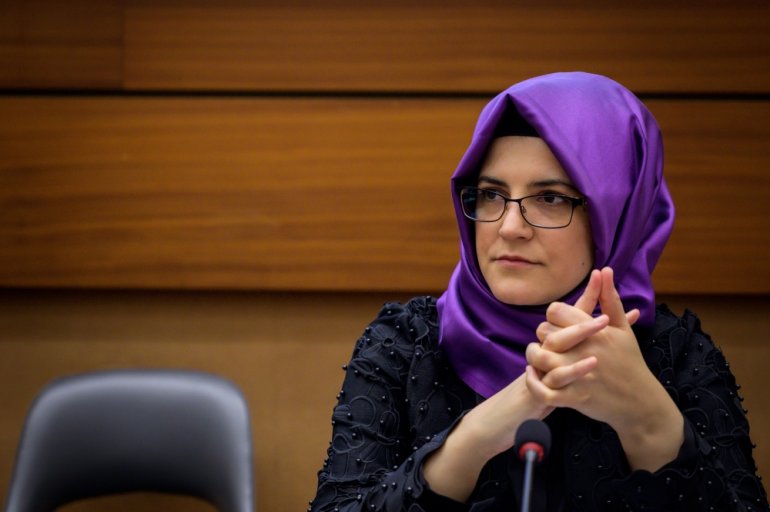 Turkish writer and fiancee of the murdered Saudi journalist Jamal Khashoggi Hatice Cengiz attends a side event during the United Nations Human Rights Council in Geneva on June 25, 2019. (AFP / FABRICE COFFRINI)