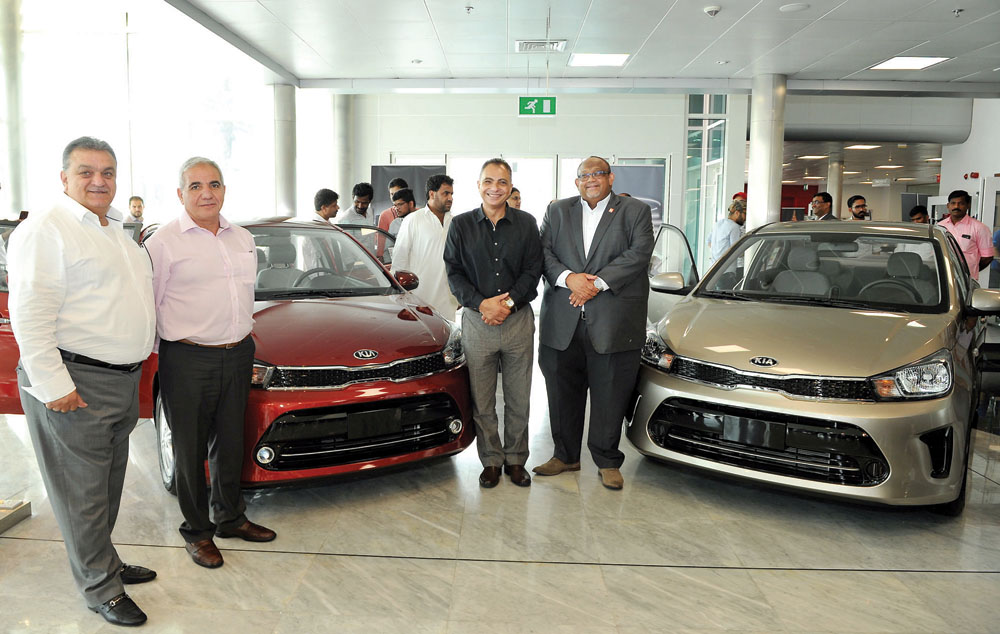 The officials of Al Attiya Motors and Trading Company, authorised dealer of KIA Vehicles in Qatar, (from left), Bassam Taweel; Service Manager; Mohamed Maali, CEO; Houssam Shady, Sales Operation Manager; and Isam El Bashier, Marketing & Customer Relations