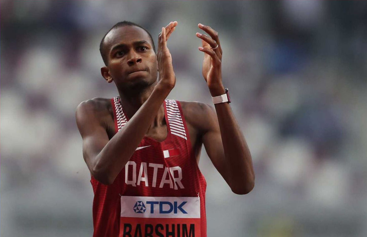 Qatar's Mutaz Essa Barshim reacts after qualifying for the men's high jump final on Tuesday.