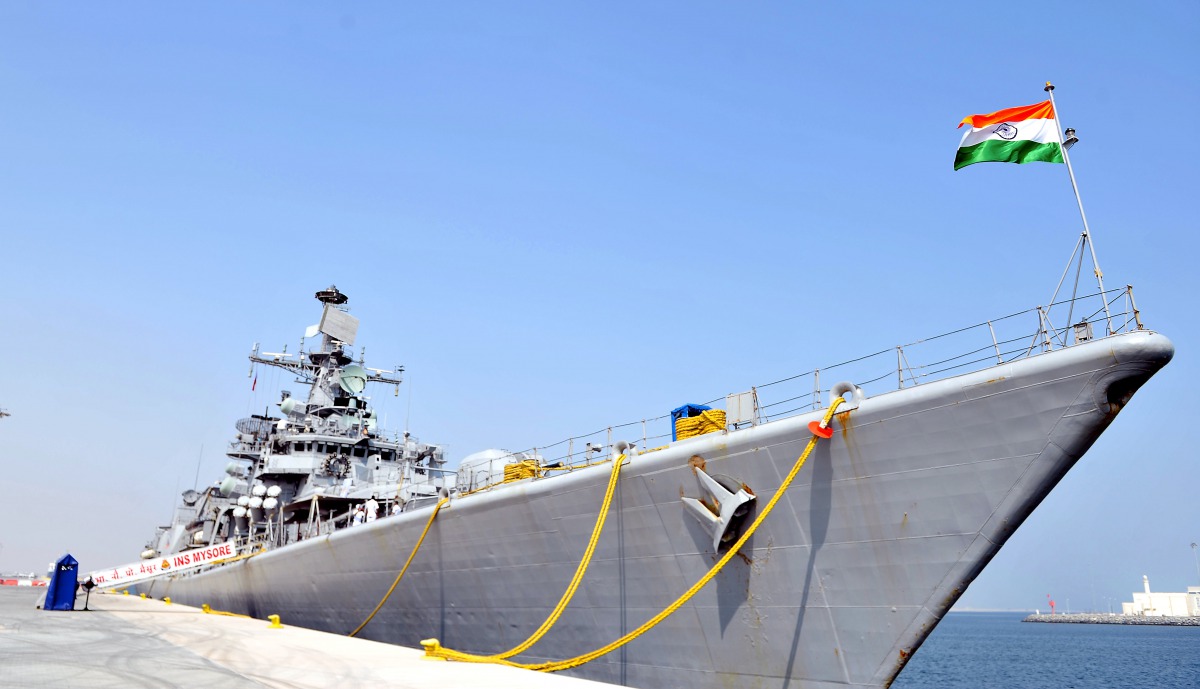 INS Mysore docked at Hamad yesterday.