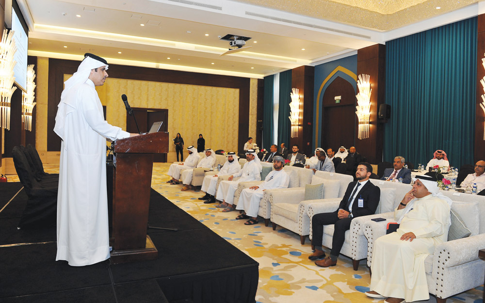 The Assistant Undersecretary for Environmental Affairs at the MME, Eng. Ahmed Mohammed Al Sada, delivering the opening speech at a workshop in Doha yesterday. Pic: Salim Matramkot/The Peninsula