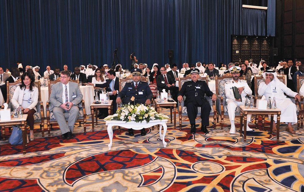 The Chairman of the National Committee for the Prohibition of Weapons, Brigadier Hassan Saleh Al Nesf (centre), with other officials during the meeting held at Mondrian Doha Hotel yesterday. Pic: Baher Amin / The Peninsula