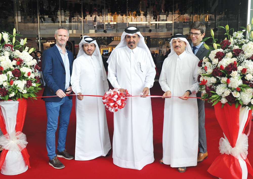 Mohamed bin Ahmed bin Towar Al Kuwari (second right), First Vice-Chairman, Qatar Chamber , with other officials inaugurating the UniExpo 2019 at DECC, yesterday. Pic: Abdul Basit / The Peninsula