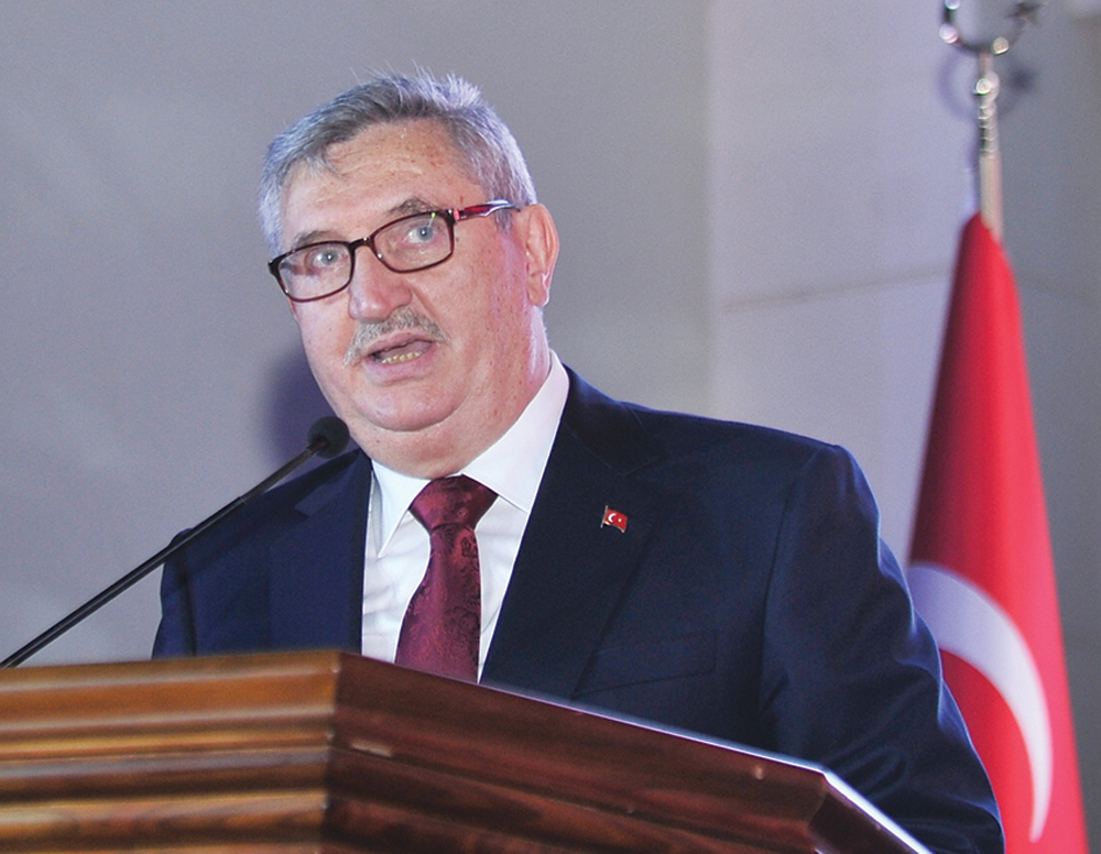 Turkish Ambassador to Qatar, Fikret Ozer, speaking at the Turkish National Day celebration held at his residence on Sunday. Pic: Baher Amin/The Peninsula