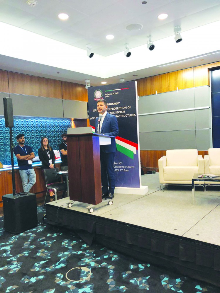 Pasquale Salzano, Italian Ambassador to Qatar, during the  workshop on Italian cybersecurity at QITCOM yesterday. 