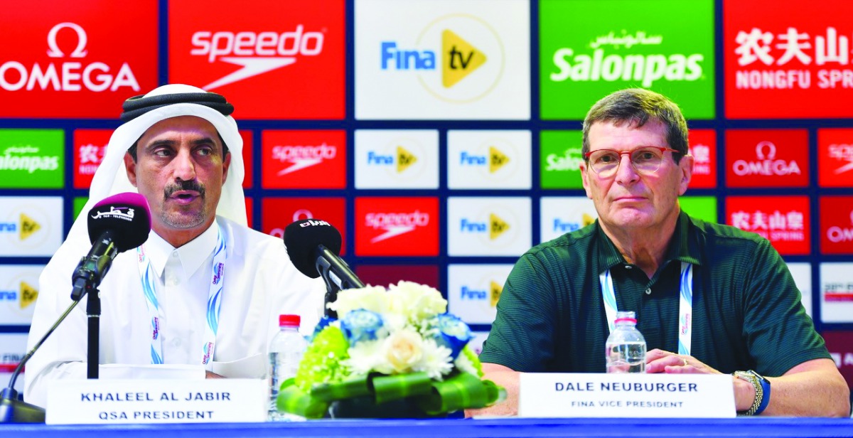 QSA President Khaleel Al Jabir and FINA Vice-President Dale Neuburger.