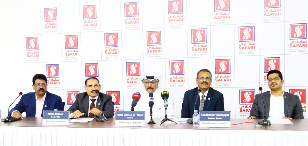 Safari Group Chairman, Hamad Dafar AA Al Ahbabi; Safari Group Managing Director, Aboobacker Madappatt; Safari Group Director & General Manager, Zainul Abideen, Safari Group Executive Director, Shaheen Backer and Director of Finance, Surendra Nath, during 