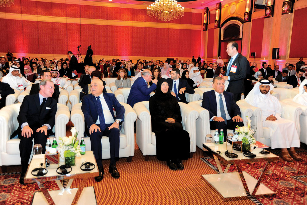 Minister of Public Health, H E Dr Hanan Mohamed Al Kuwari, with other officials  duirng the opening of the first Qatar Public Health Conference at the Ritz-Carlton, Doha, yesterday. 
