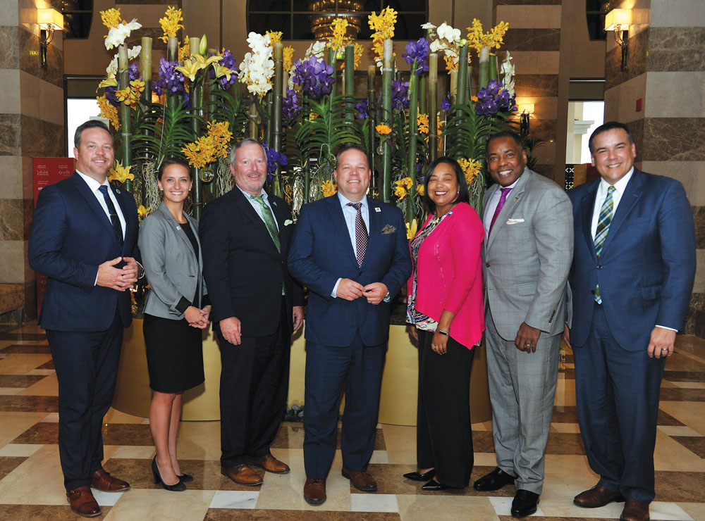 From left: Chris Barnett, Township Supervisor, Charter Township of Orion; Christina M Muryn, Mayor, City of Findlay, Ohio; Buddy Dyer, Mayor of Orlando; Bryan K Barnett, Mayor of Rochester Hills; Victoria R Woodards, Mayor, City of Tacoma; Harry LaRosilie