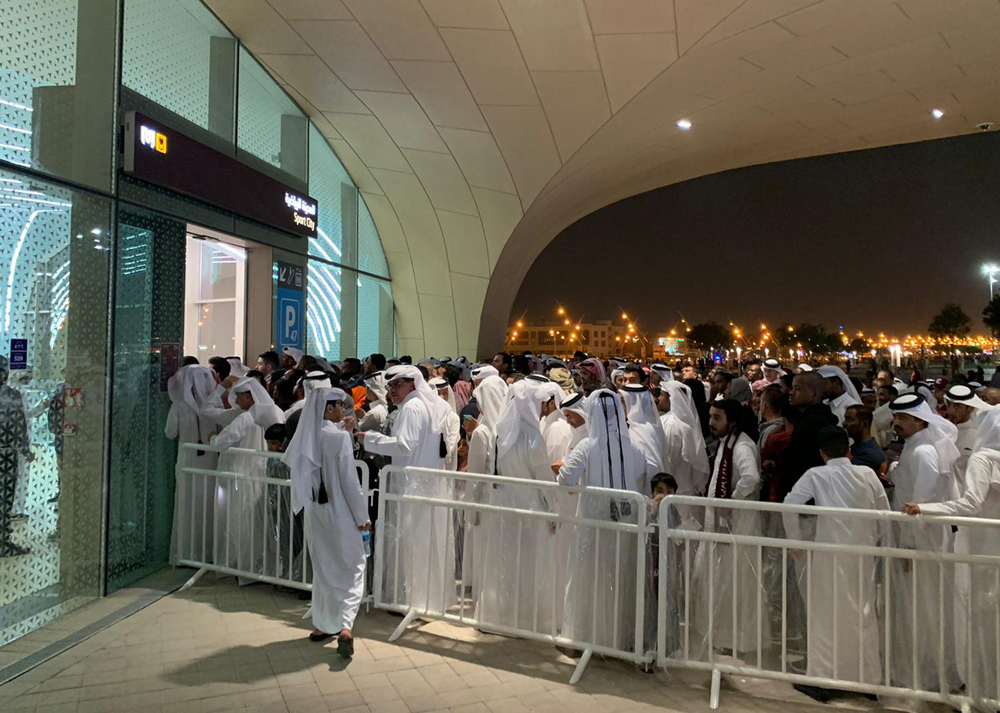 People outside the metro station. Photos: Qatar Rail / Twitter