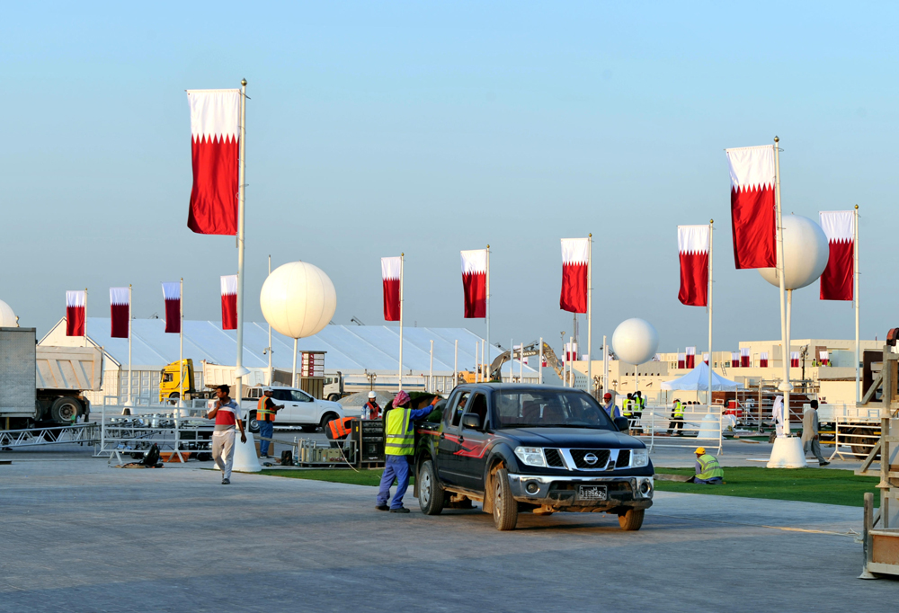 Preparations for this year's Qatar National Day are progressing in full swing at Darb Al Saai. December 3, 2019. Abdul Basit © The Peninsula