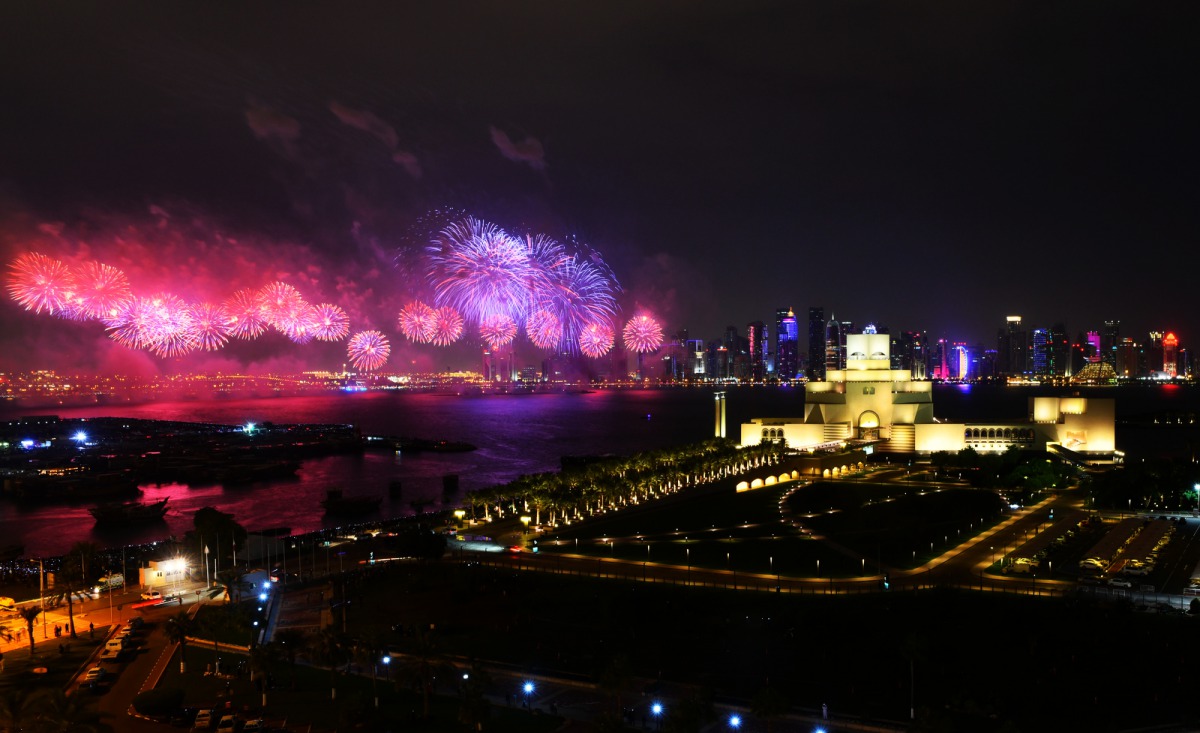 Fireworks seen as part of Qatar National Day celebrations on the Doha Corniche.  Pic: Baher Amin/The Peninsula