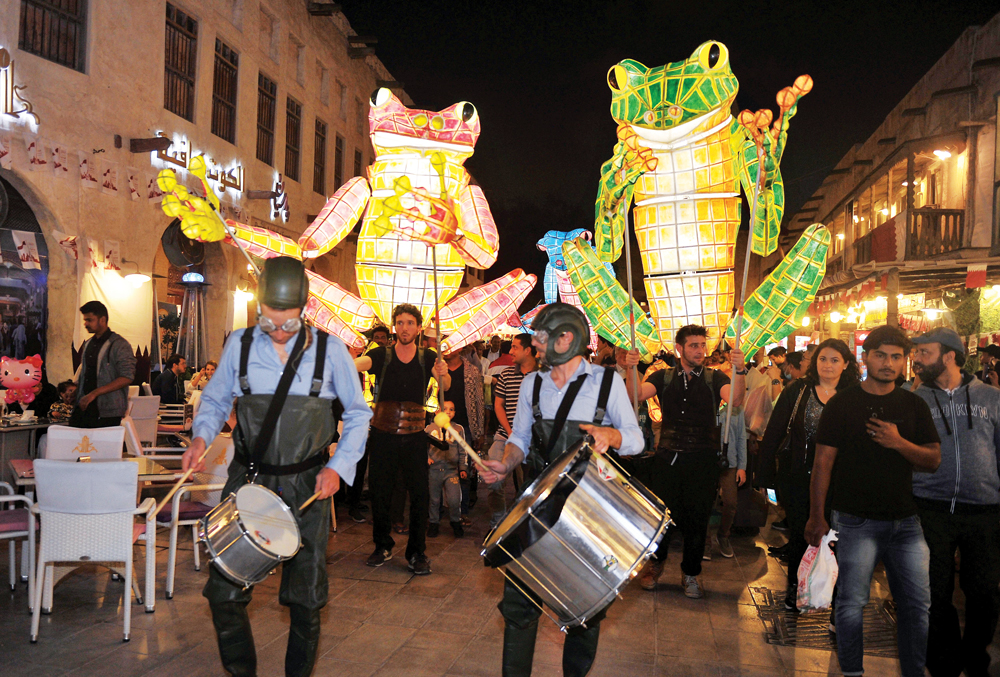 A group of performers entertains visitors during the Spring Festival at Souq Waqif. The festival will run till January 4, 2020. Pic: Abdul Basit/The Peninsula