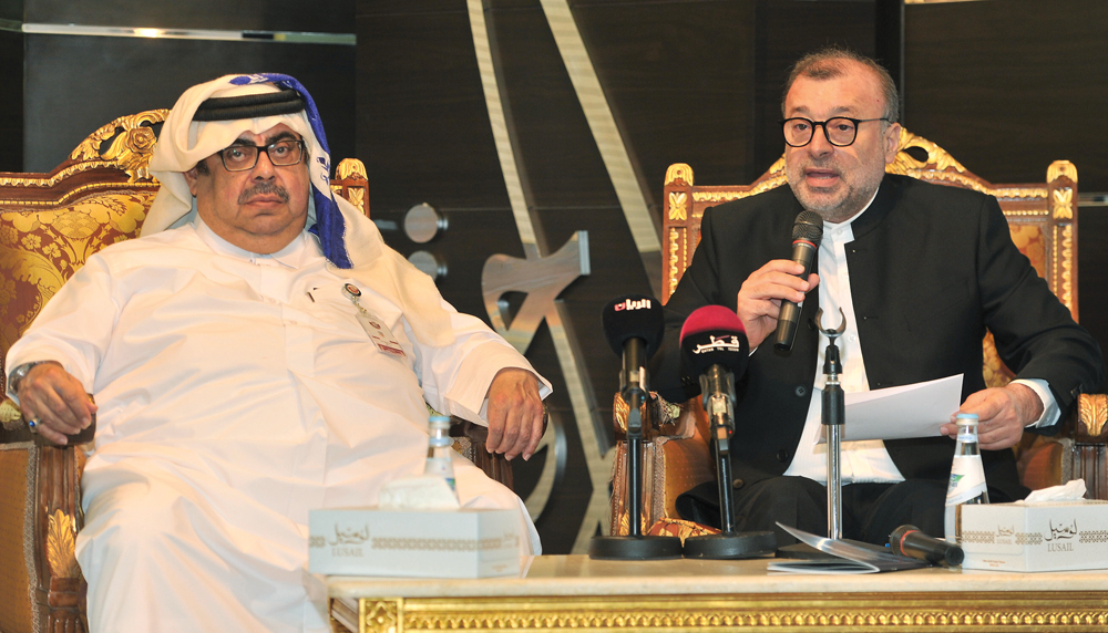 The Director of Qatari Publishers and Distributors Forum, Ibrahim Al Sayed (left), and Executive Director of Hamad bin Khalifa University Press, Bachar Chebaro, during a press conference on Doha Publishing Fellowship Program at the Ministry of Culture and