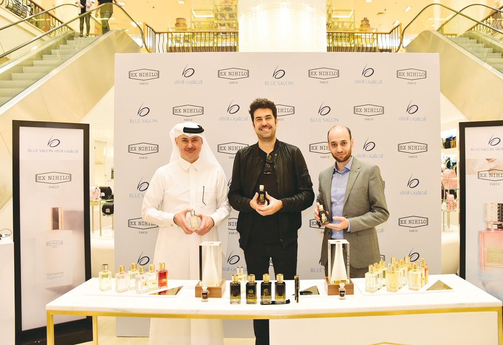 Nabil Abu Issa (left), Vice-Chairman of Abu Issa Holding Group; and Benoit Verdier (centre), owner of EX NIHLIO brand at the launch of new fragrances collection.

