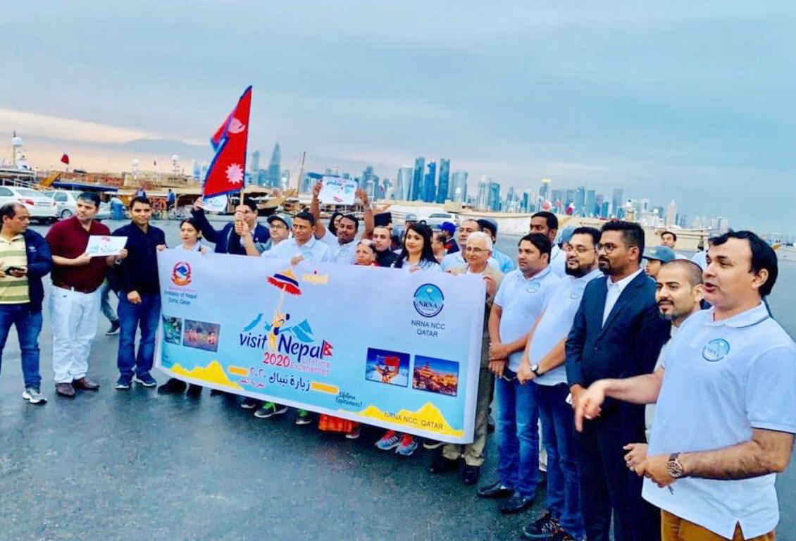 The Ambassador of Nepal, H E Dr. Narad Nath Bharadwaj, with other members of Nepal expatriate community during the Walk on the Corniche.