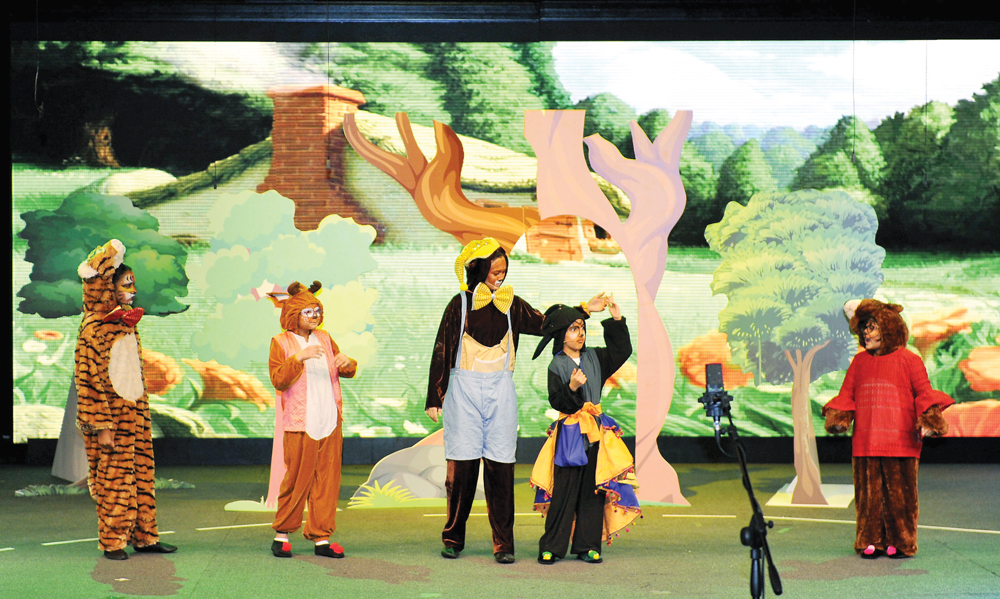 Students perform during the opening of School Theatre Festival by the Ministry of Education at Abdul Aziz bin Nasser Theatre. Pic: Salim Matramkot/The Peninsula