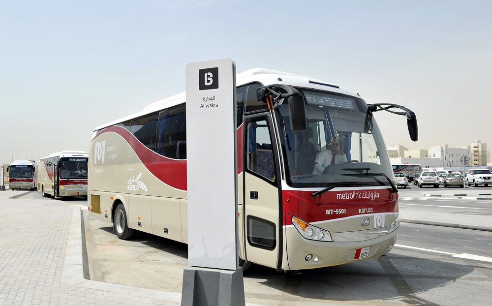 FILE PHOTO: Feeder bus of Doha Metro at the Al Wakra station. May 8, 2019. Salim Matramkot/The Peninsula