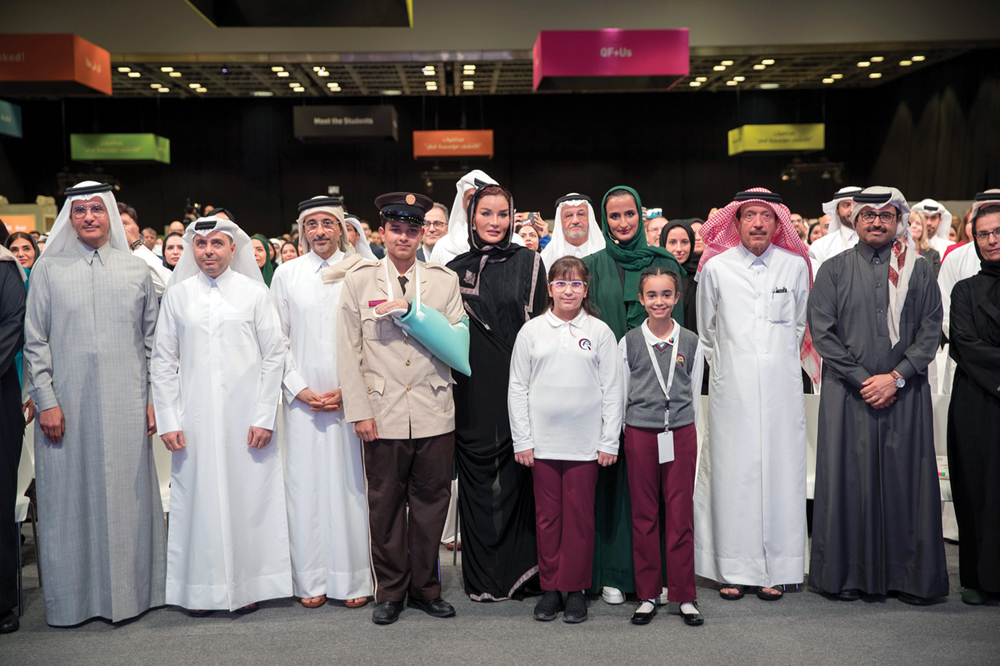 H H Sheikha Moza bint Nasser, Chairperson of Qatar Foundation, joined QF members and partners at the “I AM QF” townhall to mark the foundation’s 25 years of accomplishments in education, scientific research and community development. Pic: AR Al-Baker